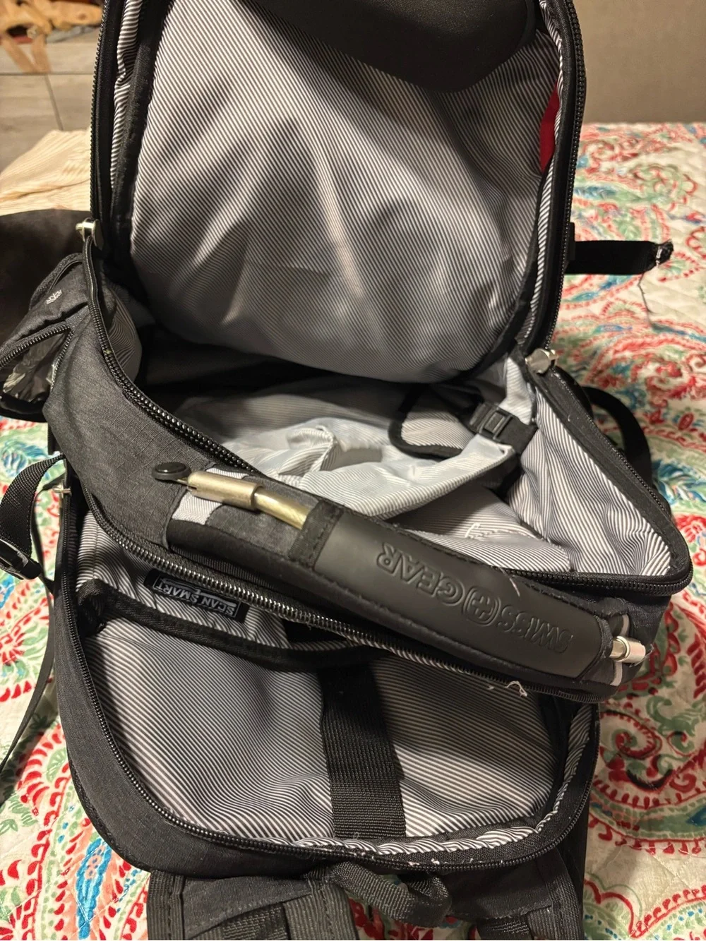 SwissGear Black Travel and Laptop Backpack with Red Logo